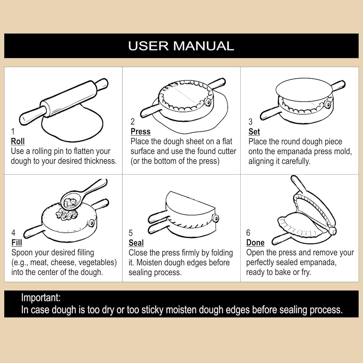 Empanada Maker Press 6 inch - Mold Ravioli Dumpling Tortilla Folder - Quesadilla - Empanadas, Pierogi, Samosa, Calzone, Momo Mold - Extra Large