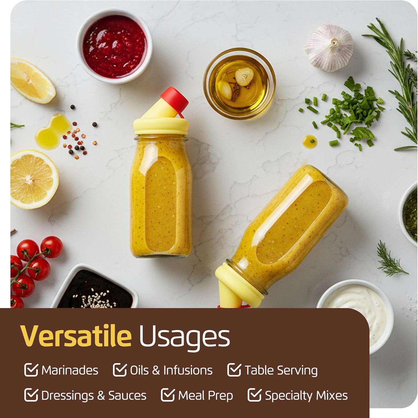 Salad Dressing Shaker Bottle – 12oz Carafe Glass Bottle with Silicone Pour Spout and Tamper-Proof Lid for Sauces and Marinades - Salad Dressing Dispenser Container