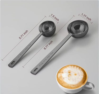 Coffee Scoop Set, Tablespoon Scoop 2 Pc Set (1 Tbsp & 2 Tbsp), Stainless Steel Measuring Spoons for Ground Coffee with Short Handles, for Tea, Sugar, or Flour