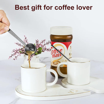 Coffee Scoop Set, Tablespoon Scoop 2 Pc Set (1 Tbsp & 2 Tbsp), Stainless Steel Measuring Spoons for Ground Coffee with Short Handles, for Tea, Sugar, or Flour