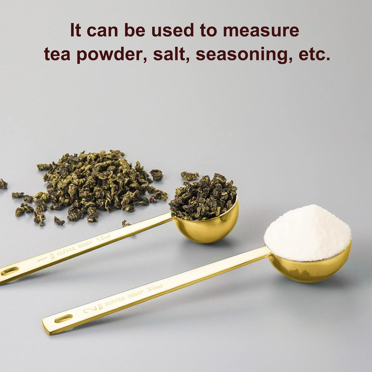Coffee Scoop Set, Tablespoon Scoop 2 Pc Set (1 Tbsp & 2 Tbsp), Stainless Steel Measuring Spoons for Ground Coffee with Short Handles, for Tea, Sugar, or Flour