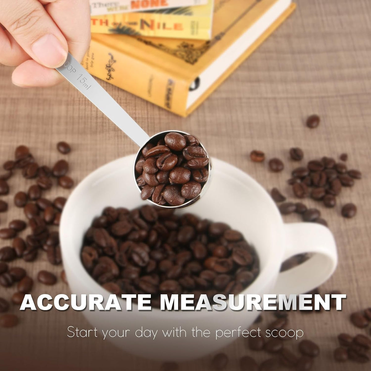 Coffee Scoop Set, Tablespoon Scoop 2 Pc Set (1 Tbsp & 2 Tbsp), Stainless Steel Measuring Spoons for Ground Coffee with Short Handles, for Tea, Sugar, or Flour