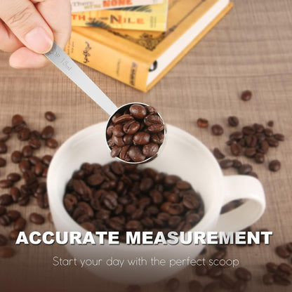 Coffee Scoop Set, Tablespoon Scoop 2 Pc Set (1 Tbsp & 2 Tbsp), Stainless Steel Measuring Spoons for Ground Coffee with Short Handles, for Tea, Sugar, or Flour