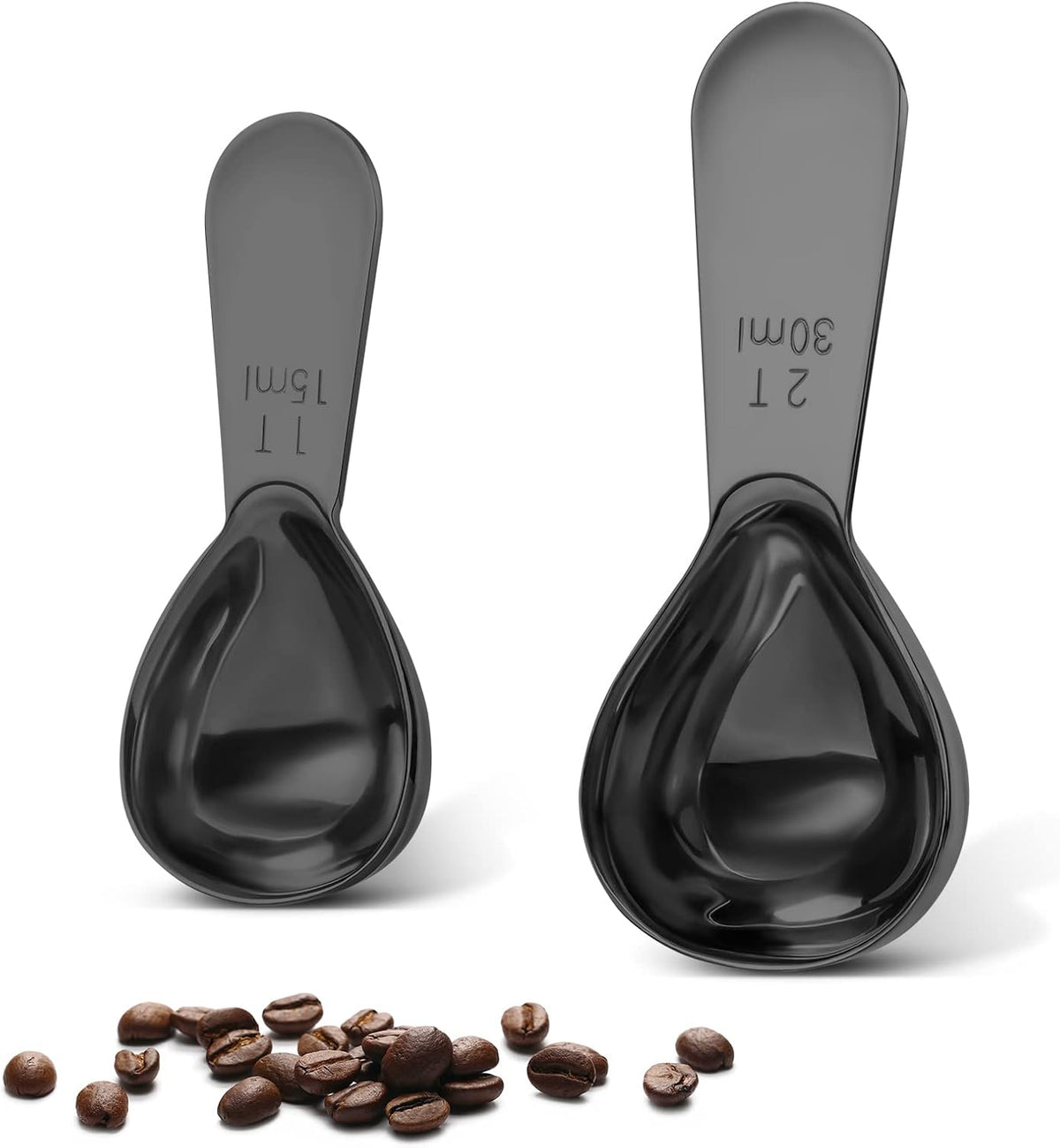 Coffee Scoop Set, Tablespoon Scoop 2 Pc Set (1 Tbsp & 2 Tbsp), Stainless Steel Measuring Spoons for Ground Coffee with Short Handles, for Tea, Sugar, or Flour
