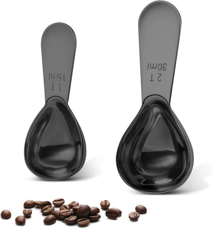 Coffee Scoop Set, Tablespoon Scoop 2 Pc Set (1 Tbsp & 2 Tbsp), Stainless Steel Measuring Spoons for Ground Coffee with Short Handles, for Tea, Sugar, or Flour