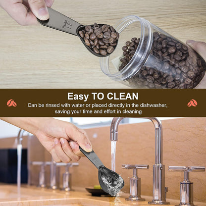 Coffee Scoop Set, Tablespoon Scoop 2 Pc Set (1 Tbsp & 2 Tbsp), Stainless Steel Measuring Spoons for Ground Coffee with Short Handles, for Tea, Sugar, or Flour