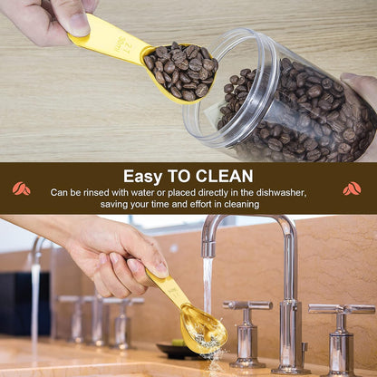 Coffee Scoop Set, Tablespoon Scoop 2 Pc Set (1 Tbsp & 2 Tbsp), Stainless Steel Measuring Spoons for Ground Coffee with Short Handles, for Tea, Sugar, or Flour