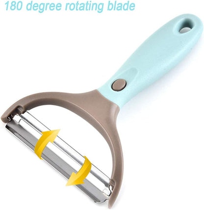 Upgraded Trio Peeler Set Julienne Vegetable Peeler Stainless Steel Cabbage Carrot Potato Peelers Veggie and Fruit Peeler for kitchen Set of 3 (Blue)