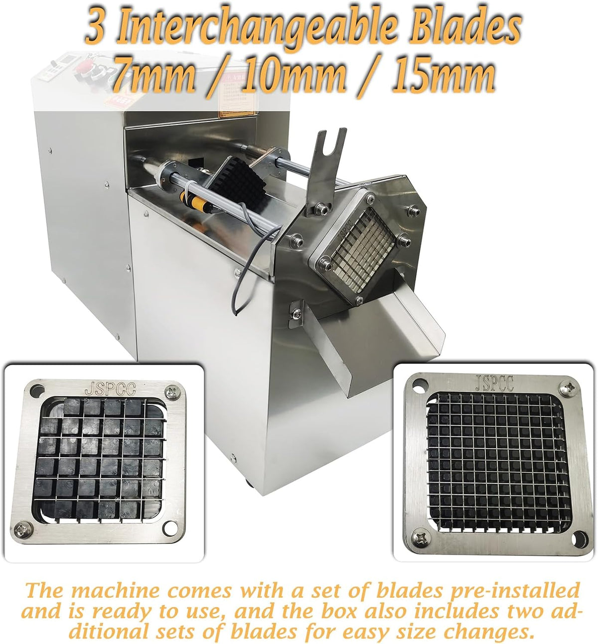Automatic French Fry Cutter, 110V 1100W Commercial Potato Slicer, Electric Vegetable Strip Pusher with 7/10/15mm Blades & Infrared Safety Sensor, 220-660LBS/H Output for Sweet Carrot Onion