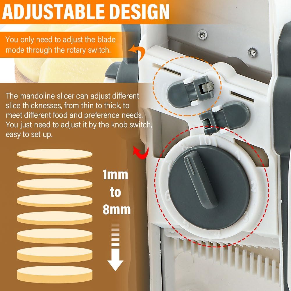 Safe Mandoline Slicer for Kitchen, Adjustable Vegetable Food Slicer