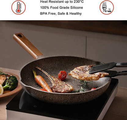 4 Pack Silicone Kitchen Cooking Tongs Set, Stainless Steel Nonstick Food Tong with BPA Free Silicone Tips for Serving Pasta Spaghetti Steak Pie Pizza Salad Vegetable Fruit Grilling BBQ Buffet 9" & 12"