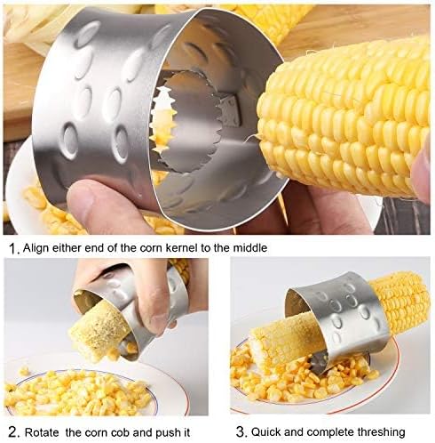 Corn Stripper Cutter Stainless Steel Corn Peeler Corn Stripping Tool | for Home Kitchen with Serrated Blade