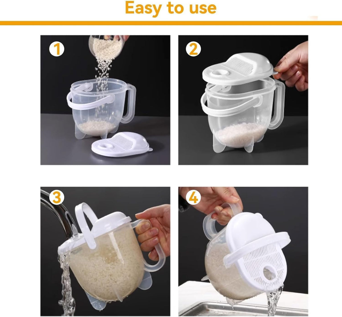 Rice Washer Strainer Bowl with Handle 19x12x16cm