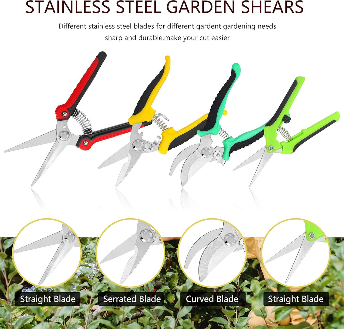 5‑Piece Garden Pruning Shears Set with Gloves & Storage Bag – Stainless Steel Trimming Scissors for Flowers, Herbs & Small Branches – Ergonomic Gardening Tools Kit (Multi-color)