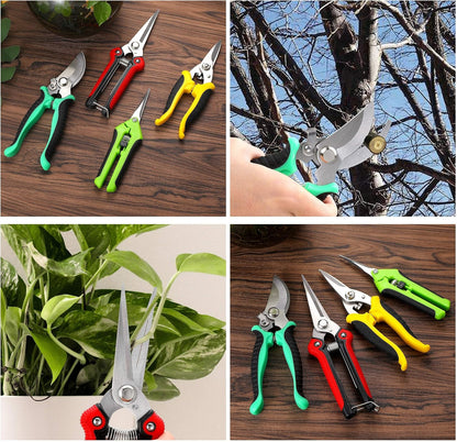 5‑Piece Garden Pruning Shears Set with Gloves & Storage Bag – Stainless Steel Trimming Scissors for Flowers, Herbs & Small Branches – Ergonomic Gardening Tools Kit (Multi-color)