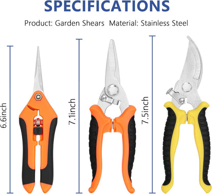 5‑Piece Garden Pruning Shears Set with Gloves & Storage Bag – Stainless Steel Trimming Scissors for Flowers, Herbs & Small Branches – Ergonomic Gardening Tools Kit (Multi-color)
