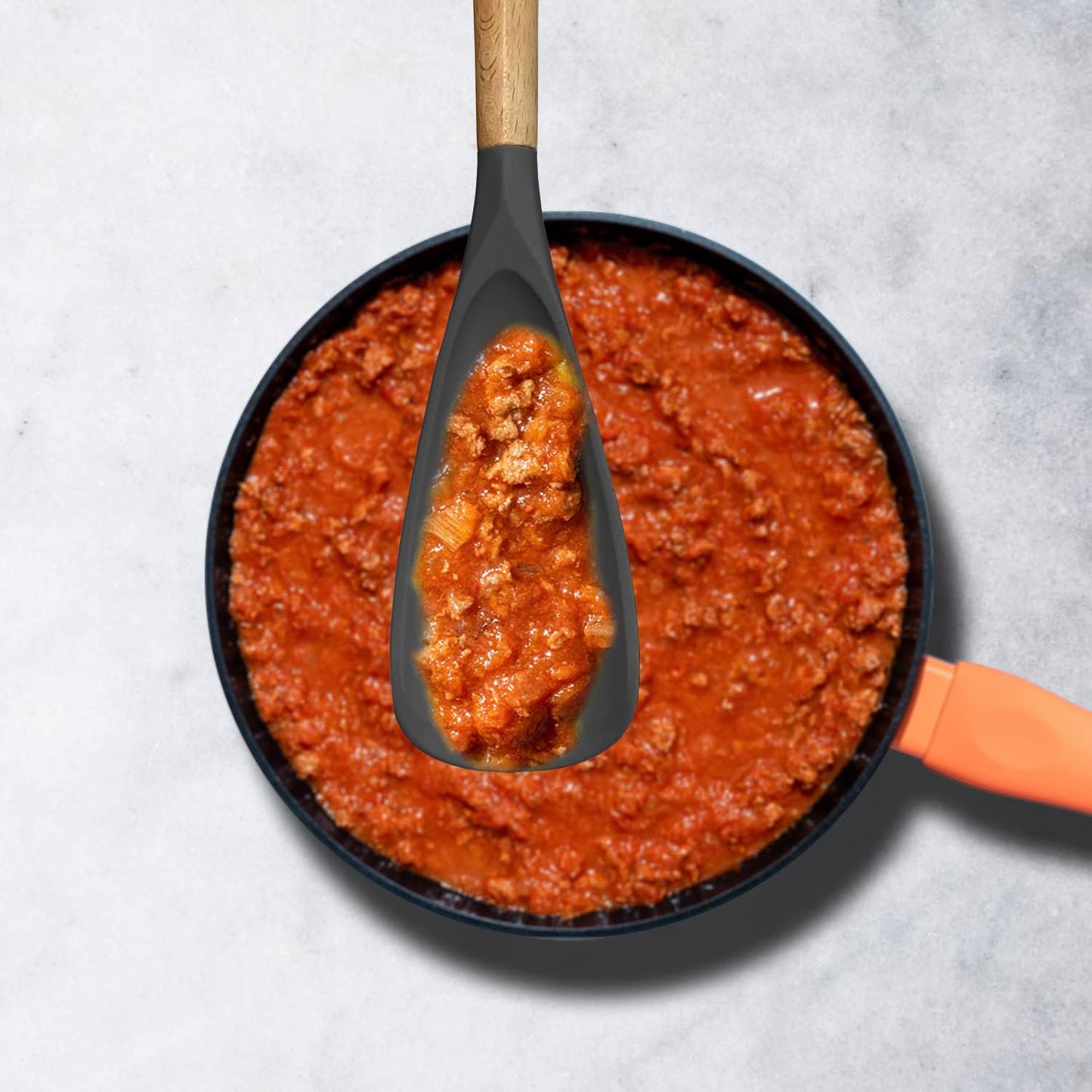 Cooking Spoon for Nonstick Cookwares, Silicone Spoon for Mixing, Scoop, and Scrape, Black, 11.4''