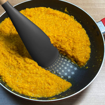 Cooking Spoon for Nonstick Cookwares, Silicone Spoon for Mixing, Scoop, and Scrape, Black, 11.4''