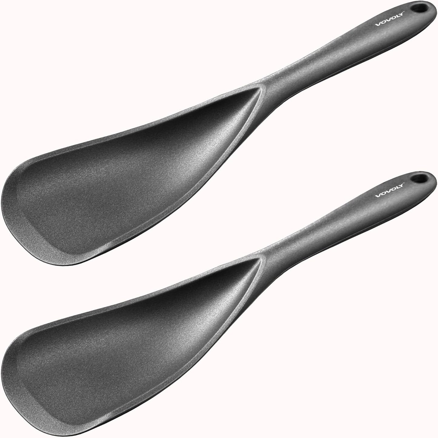Cooking Spoon for Nonstick Cookwares, Silicone Spoon for Mixing, Scoop, and Scrape, Black, 11.4''