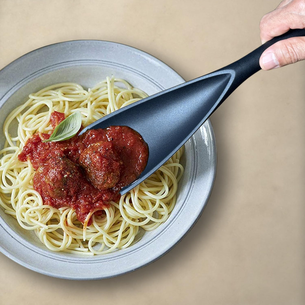 Cooking Spoon for Nonstick Cookwares, Silicone Spoon for Mixing, Scoop, and Scrape, Black, 11.4''