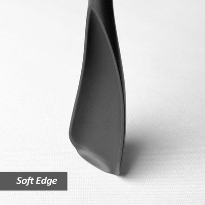 Cooking Spoon for Nonstick Cookwares, Silicone Spoon for Mixing, Scoop, and Scrape, Black, 11.4''