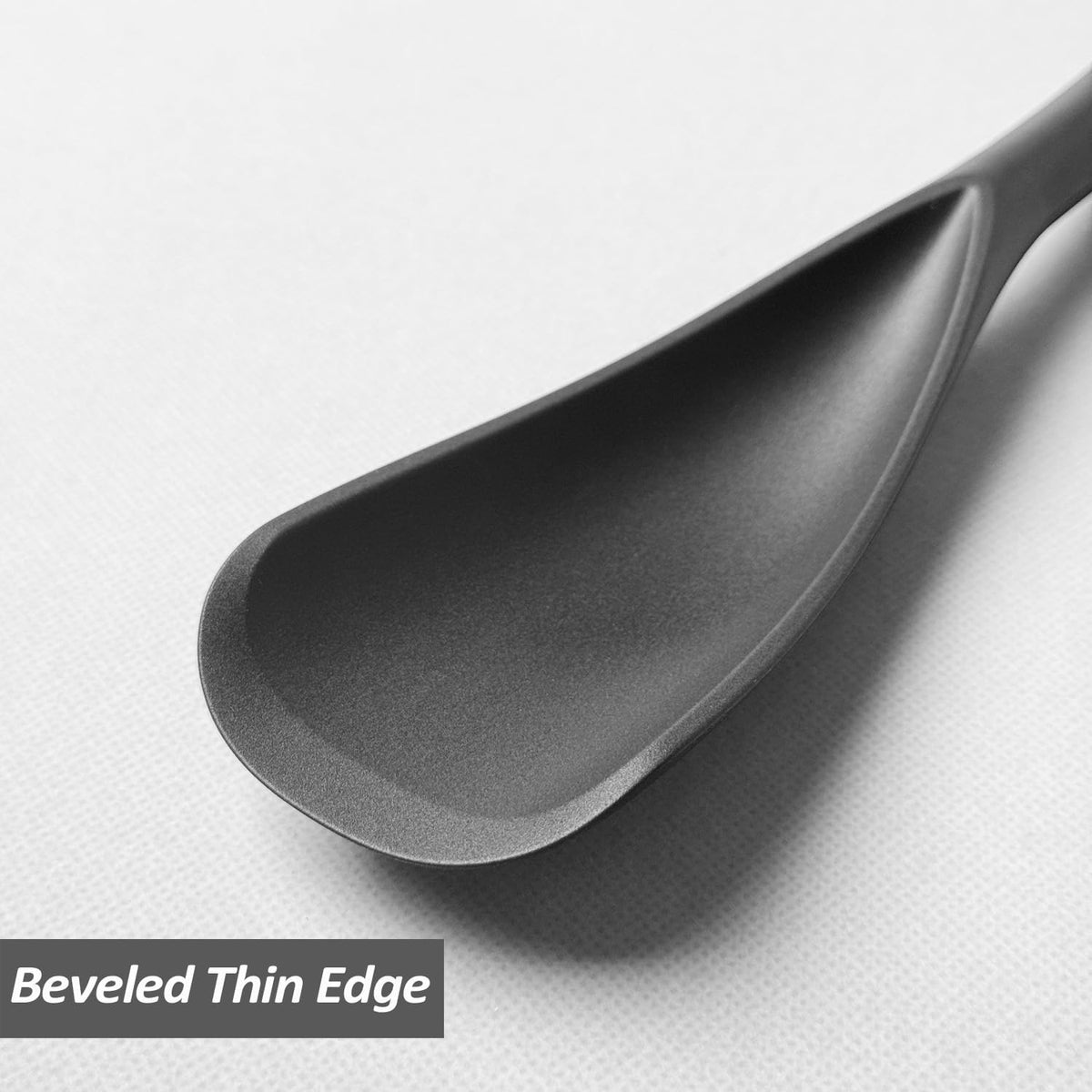 Cooking Spoon for Nonstick Cookwares, Silicone Spoon for Mixing, Scoop, and Scrape, Black, 11.4''