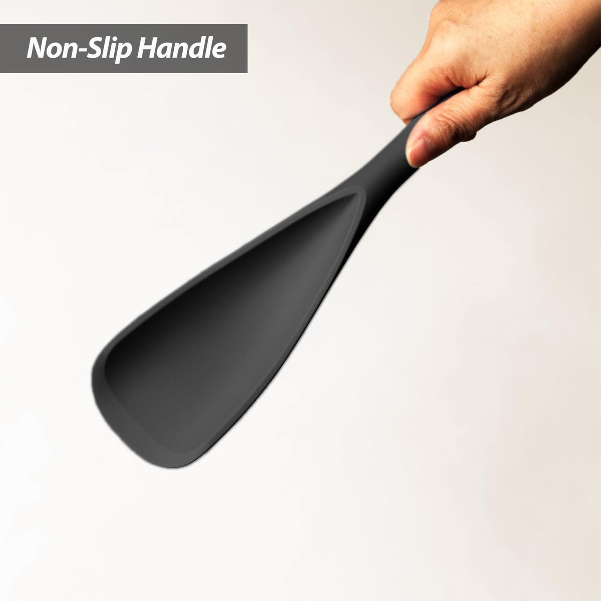 Cooking Spoon for Nonstick Cookwares, Silicone Spoon for Mixing, Scoop, and Scrape, Black, 11.4''