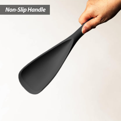 Cooking Spoon for Nonstick Cookwares, Silicone Spoon for Mixing, Scoop, and Scrape, Black, 11.4''
