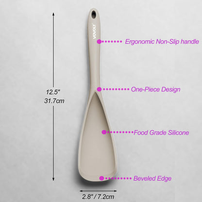 Cooking Spoon for Nonstick Cookwares, Silicone Spoon for Mixing, Scoop, and Scrape, Black, 11.4''