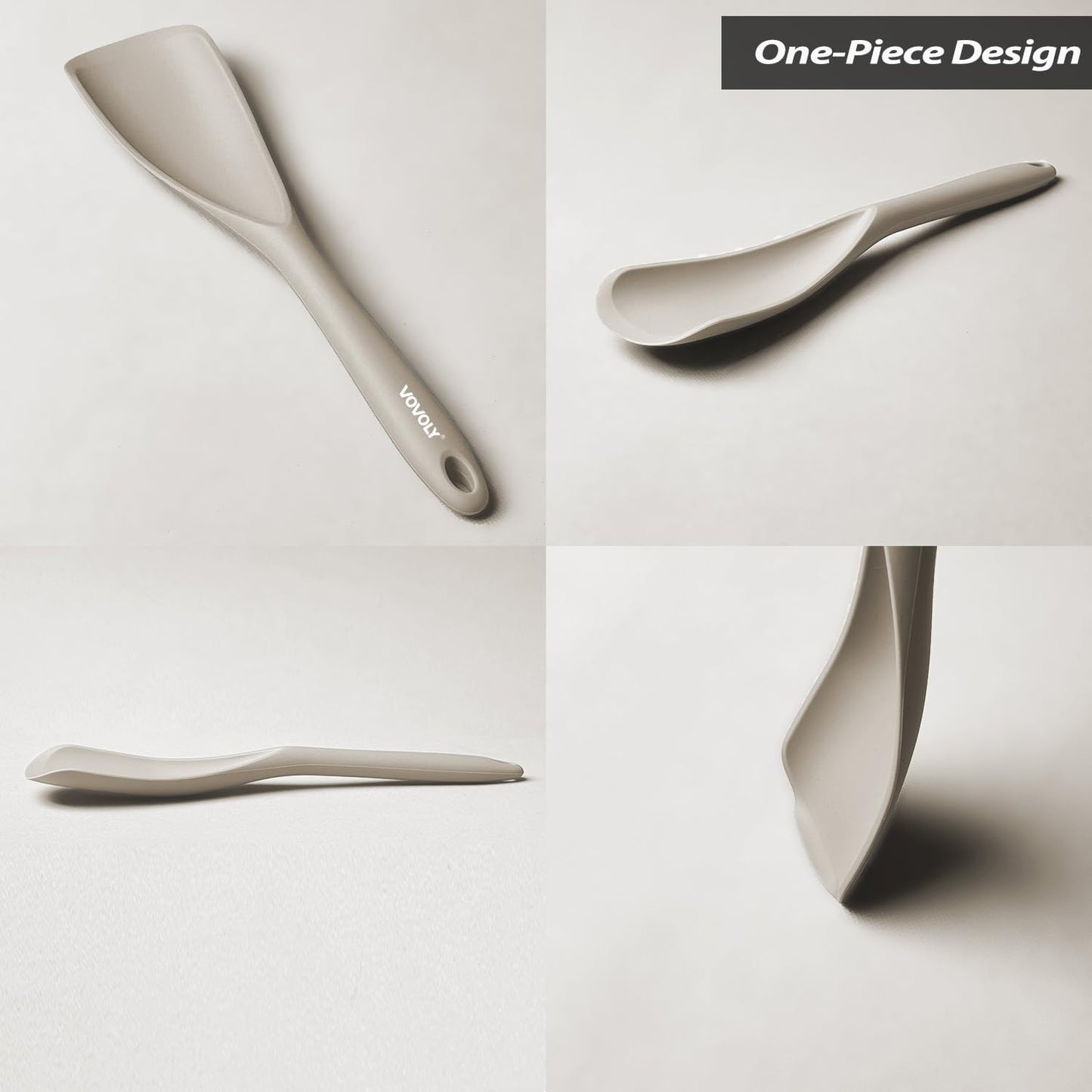 Cooking Spoon for Nonstick Cookwares, Silicone Spoon for Mixing, Scoop, and Scrape, Black, 11.4''