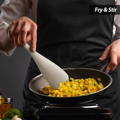 Cooking Spoon for Nonstick Cookwares, Silicone Spoon for Mixing, Scoop, and Scrape, Black, 11.4''