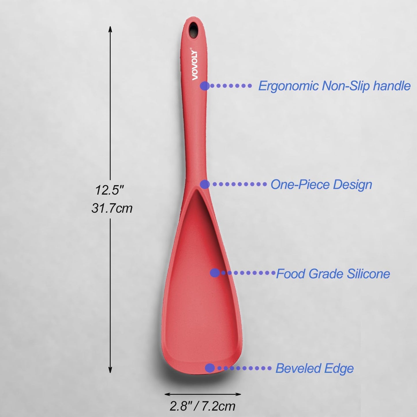 Cooking Spoon for Nonstick Cookwares, Silicone Spoon for Mixing, Scoop, and Scrape, Black, 11.4''