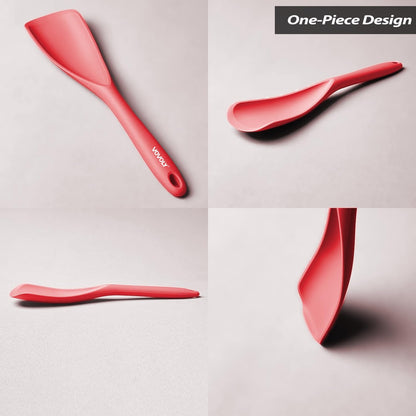 Cooking Spoon for Nonstick Cookwares, Silicone Spoon for Mixing, Scoop, and Scrape, Black, 11.4''