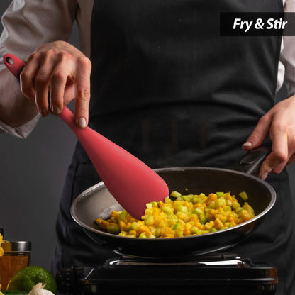 Cooking Spoon for Nonstick Cookwares, Silicone Spoon for Mixing, Scoop, and Scrape, Black, 11.4''