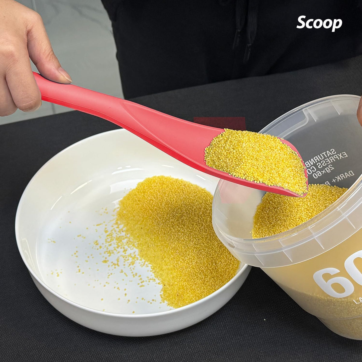 Cooking Spoon for Nonstick Cookwares, Silicone Spoon for Mixing, Scoop, and Scrape, Black, 11.4''