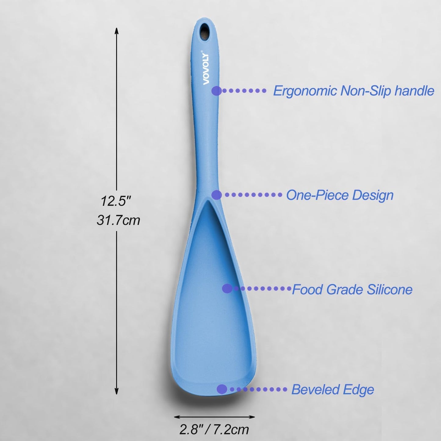 Cooking Spoon for Nonstick Cookwares, Silicone Spoon for Mixing, Scoop, and Scrape, Black, 11.4''