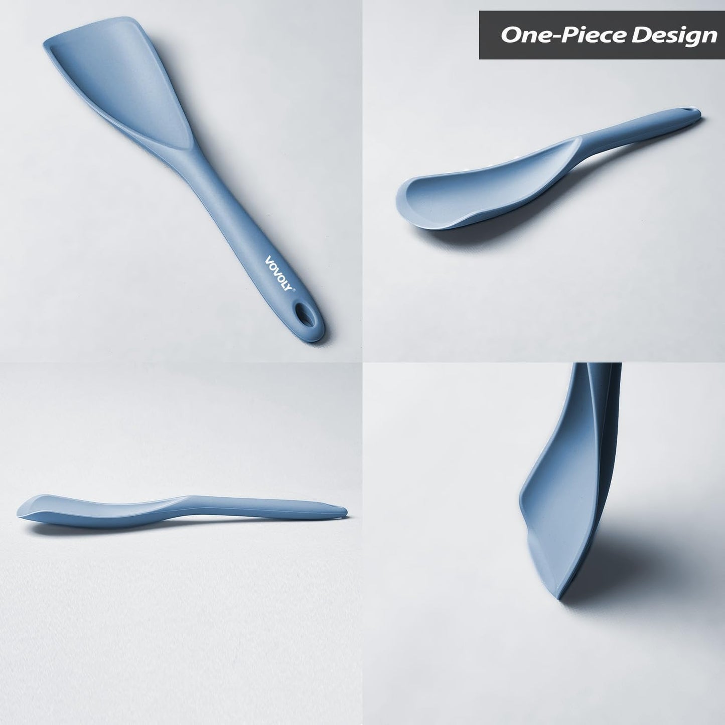 Cooking Spoon for Nonstick Cookwares, Silicone Spoon for Mixing, Scoop, and Scrape, Black, 11.4''