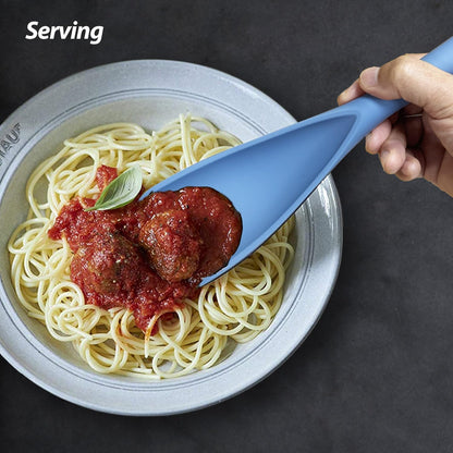 Cooking Spoon for Nonstick Cookwares, Silicone Spoon for Mixing, Scoop, and Scrape, Black, 11.4''