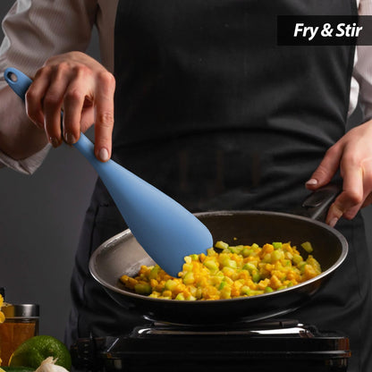 Cooking Spoon for Nonstick Cookwares, Silicone Spoon for Mixing, Scoop, and Scrape, Black, 11.4''