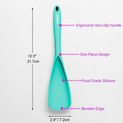 Cooking Spoon for Nonstick Cookwares, Silicone Spoon for Mixing, Scoop, and Scrape, Black, 11.4''