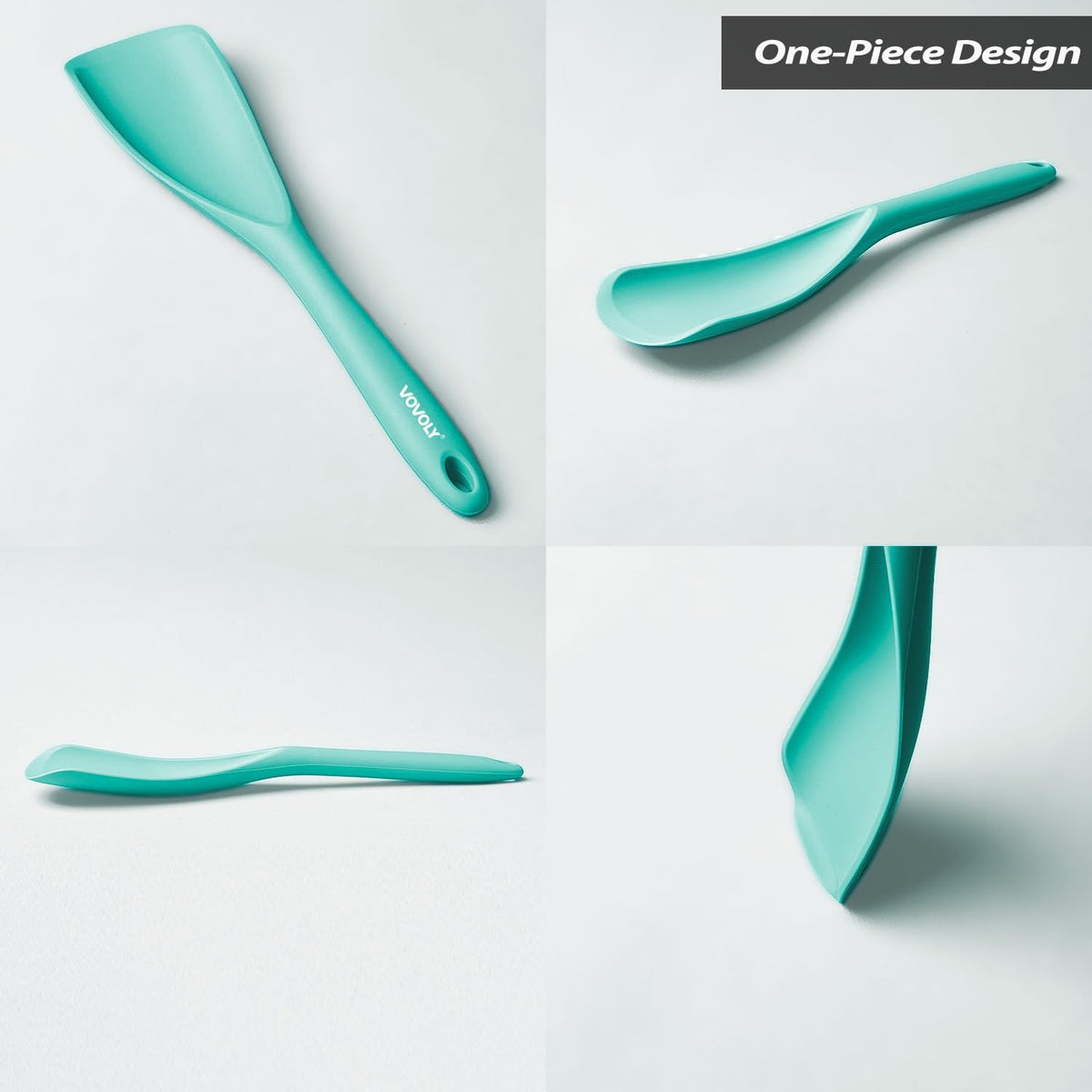 Cooking Spoon for Nonstick Cookwares, Silicone Spoon for Mixing, Scoop, and Scrape, Black, 11.4''