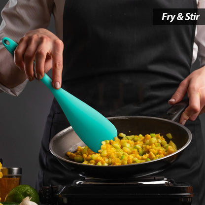 Cooking Spoon for Nonstick Cookwares, Silicone Spoon for Mixing, Scoop, and Scrape, Black, 11.4''