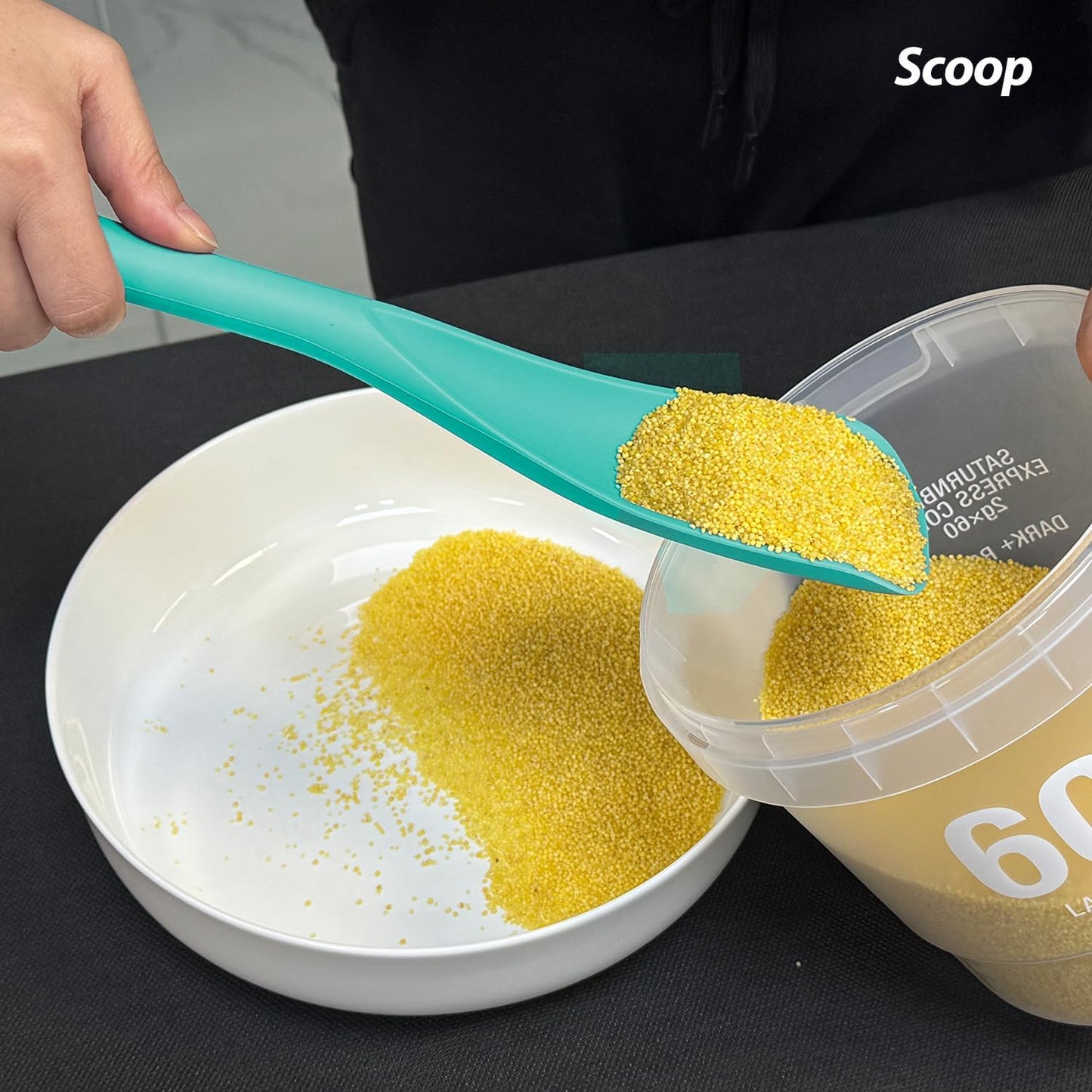 Cooking Spoon for Nonstick Cookwares, Silicone Spoon for Mixing, Scoop, and Scrape, Black, 11.4''