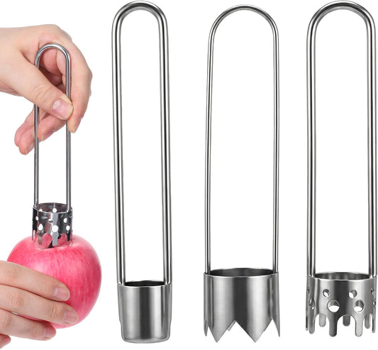 3 PCS Red Bell Pepper Seed Corer Fruit and Vegetable Corer Tool Stainless Steel Practical Kitchen Gadgets Universal Multifunctional Core Remover for Pepper Apple Pineapple Pear Easy Clean