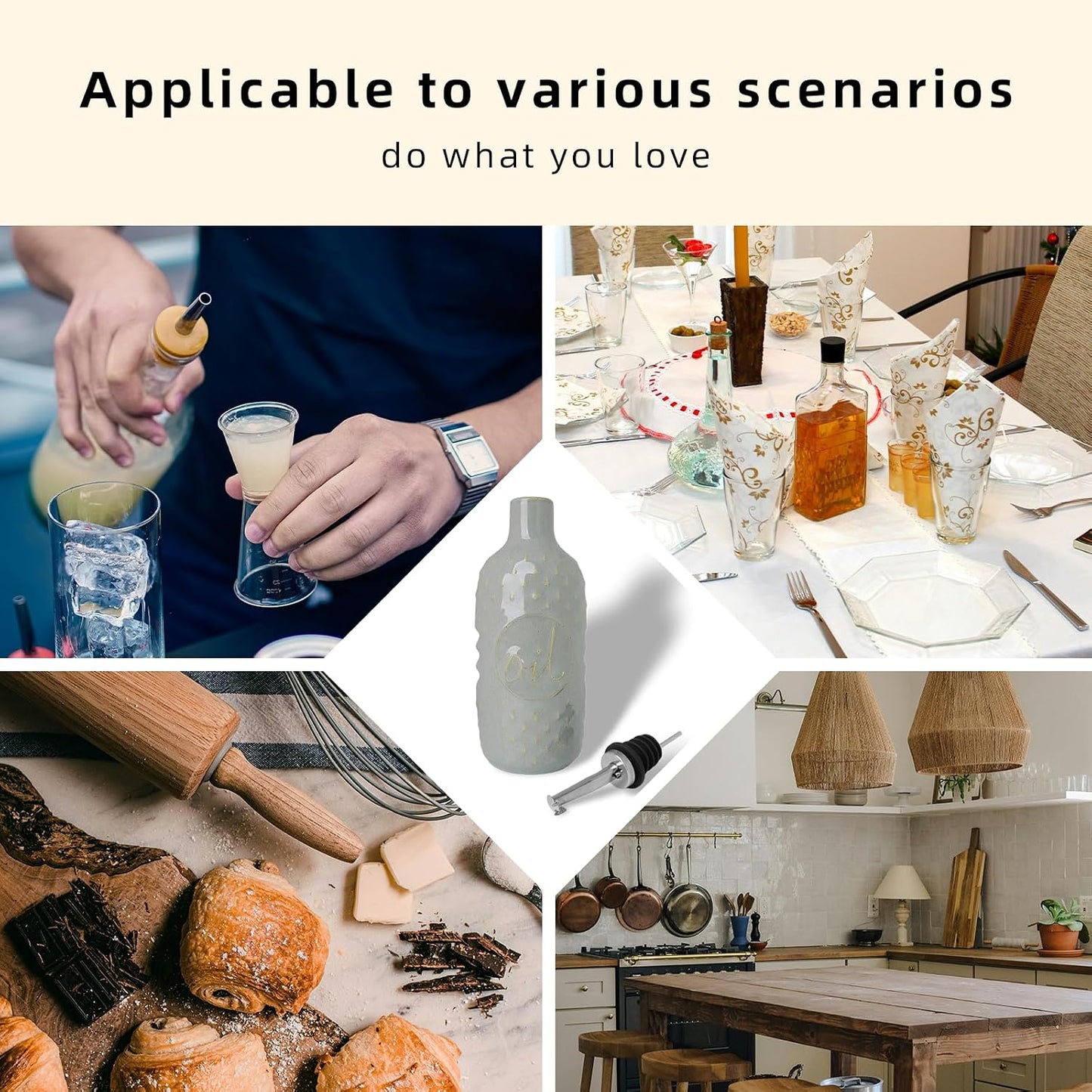 Ceramic Olive Oil Dispenser Bottle, Relief Opaque Oil Cruet (Blue) | 13oz Capacity,Drip-Free Pouring Spout,Opaque Ceramic,Embossed Design