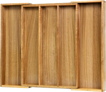 VaeFae Bamboo Kitchen Drawer Organizer, Medium, Natural | Kitchen Utensil Holder, Multi-Function Drawer Storage，38 cm D x 29.2-45.7 cm W, 5-7 Slots, Natural