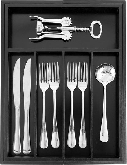 VaeFae Bamboo Kitchen Drawer Organizer, Medium, Natural | Kitchen Utensil Holder, Multi-Function Drawer Storage，38 cm D x 29.2-45.7 cm W, 5-7 Slots, Natural