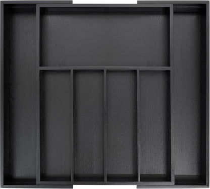 VaeFae Bamboo Kitchen Drawer Organizer, Medium, Natural | Kitchen Utensil Holder, Multi-Function Drawer Storage，38 cm D x 29.2-45.7 cm W, 5-7 Slots, Natural
