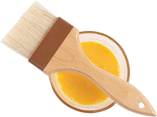Pastry Tek 3 Inch Wide Buttering Brush 1 Boar Bristle Pastry Brush - Hardwood Handle Built-In Hanging Hole Wood Basting Brush Sturdy Ferrule For Glazing And Basting