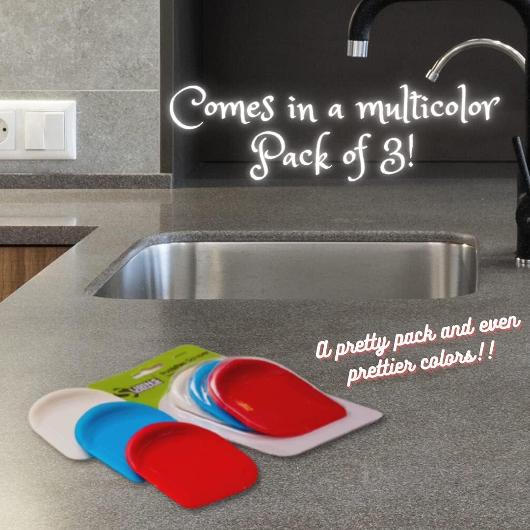 Pan Scraper, Pack Of 3 | Pan Scraper Tool | Pot Scraper | Dish Scraper | Dish Scraper Tool | Unique Silicone Grip Design - No Slipping Unlike Other Scrapers